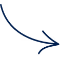 Curved blue arrow pointing down and to the right on a transparent background.